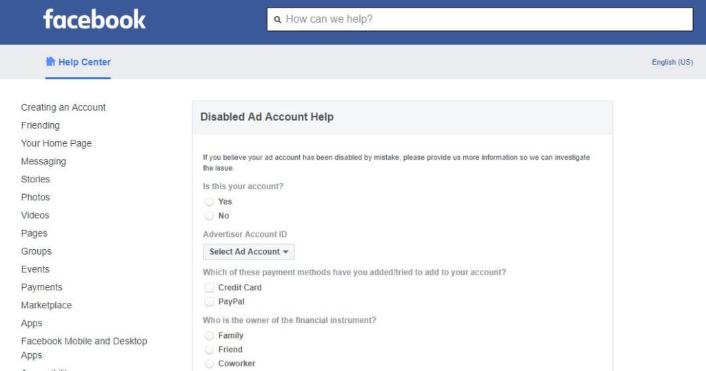 Let Facebook Investigate Your Ad