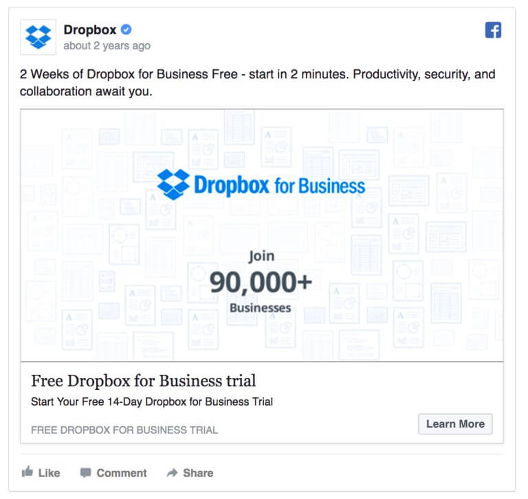 Dropbox facebook ad design