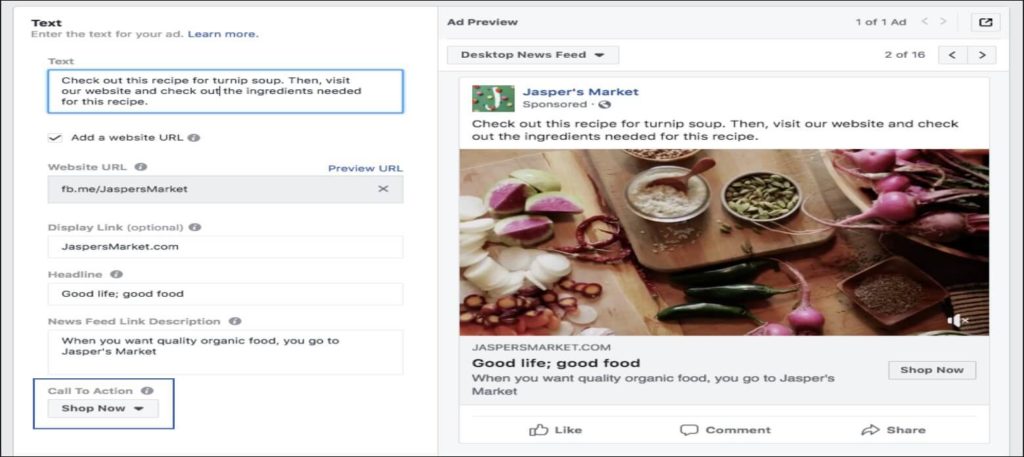 Add a Call to Action in Facebook Video Ad