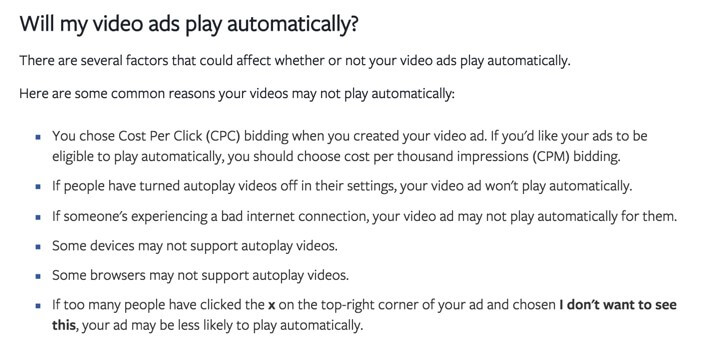 Use Facebook Video Ads Autoplay by CPM Bidding
