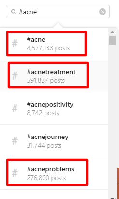 acne-hashtags