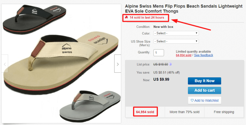 eBay best selling items flip flop