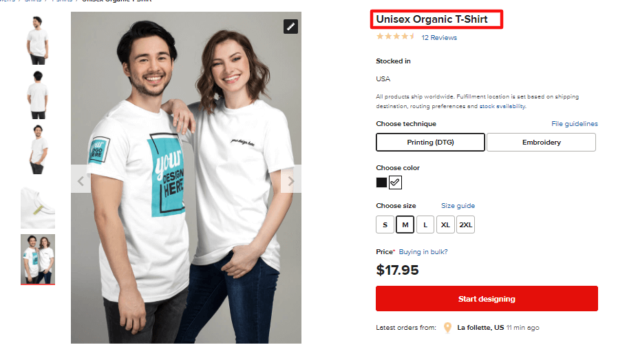 unisex printful t-shirt